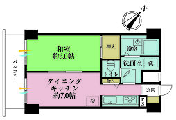 ロータリーライフ石川町 1LDKの間取図画像