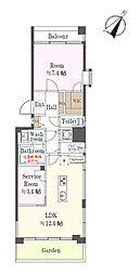 ガーデンハウス富ケ谷 2LDKの間取図画像