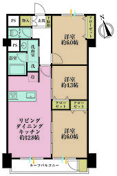 スカイコート武蔵小杉 3LDKの間取図画像