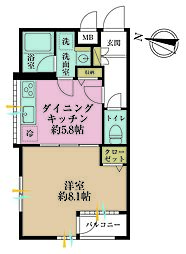 ビバリーホームズ西小山 1DKの間取図画像