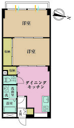 戸山マンション 2DKの間取図画像
