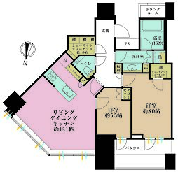 パークコート渋谷ザタワー 2LDKの間取図画像