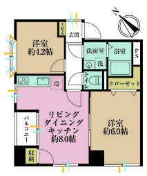 ドルメン五反田 2LDKの間取図画像