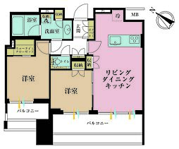 ローレルアイ恵比寿ピアース 2LDKの間取図画像