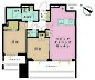 間取り：2LDK、専有面積57.69m2、バルコニー面積15.64m2