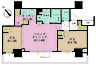 間取り：2LDK、専有面積58.91m2、バルコニー面積20.45m2