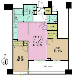 グレンパーク駒場WEST 2LDKの間取図画像