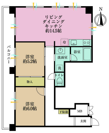 2LDK 間取り