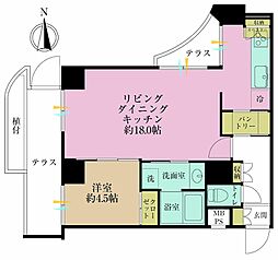 フラッツ景丘 1LDKの間取図画像