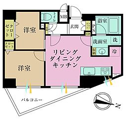 デュオ・スカーラ赤坂2 2LDKの間取図画像