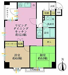 カインドステージ四谷三丁目 2LDKの間取図画像