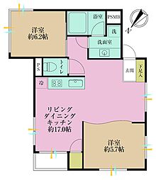 クレッセント池尻大橋 2LDKの間取図画像