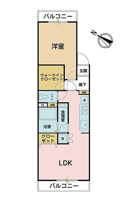 1LDK、専有面積38.83?、バルコニー面積7.91?
