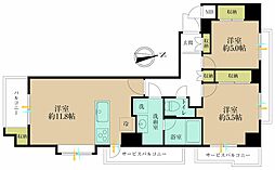 東急ドエルアルス渋谷八幡坂 2LDKの間取図画像