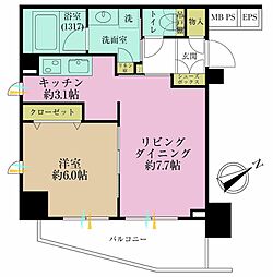 クリオ横浜桜木町ラ・モード 1LDKの間取図画像