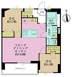 六本木ハイツ 2LDKの間取図画像