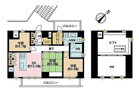 3LDK、専有面積61.8?