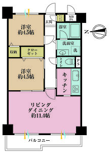 間取り:2LDK、専有面積51.84?、バルコニー面積5.58? 間取り:2LDK、専有面積51.84?、バルコニー面積5.58?