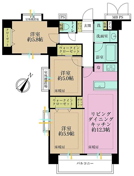 3LDK 間取り
