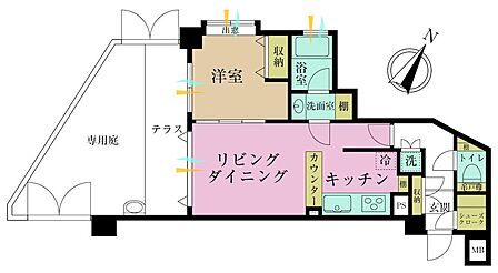 1LDK、専有面積40.38?