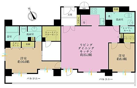 2LDK+S、専有面積129.14?、バルコニー面積25.19?