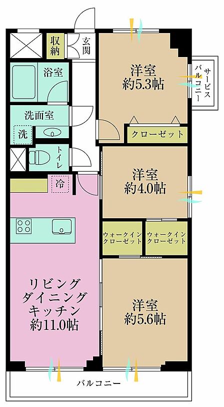 3LDK、価格12399万円、専有面積60.5?