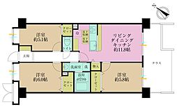 ライオンズガーデンシティ本八幡 3LDKの間取図画像