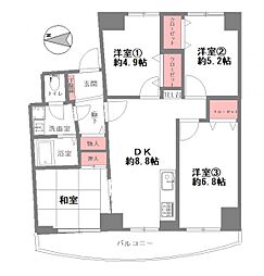 名谷7団地33号棟 4DKの間取図画像
