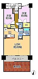 コスモシティ住吉川公園C棟 2LDKの間取図画像
