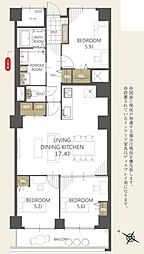 熊内スカイハイツ 3LDKの間取図画像