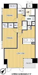 コスモシティ三宮東 2LDKの間取図画像
