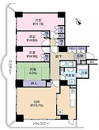 須磨パークヒルズC棟CYGNUS 4LDKの間取図画像
