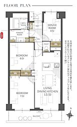 レジデンシャル武蔵浦和ザ・マークプレイス 3LDKの間取図画像