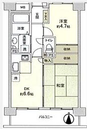 コスモ川口並木元町 2DKの間取図画像