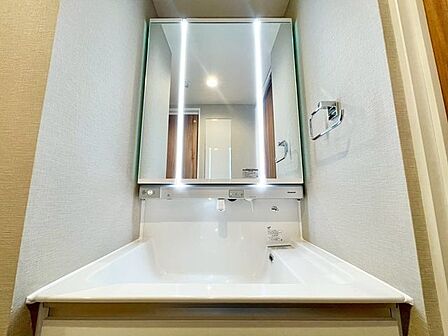 細かなものが多くて散らかりがちなサニタリー。そんな悩みを解決してくれる収納量豊富な洗面化粧台。