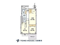 高輪中台マンション 2DKの間取図画像