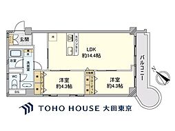 シャンボール大森 2LDKの間取図画像