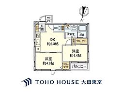 クレッセント池尻大橋 2DKの間取図画像