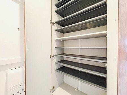お出掛けの際も帰宅の際も気持ちが良いすっきりとした印象の玄関。