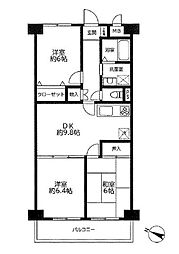 エンゼルハイム浦和花月 3DKの間取図画像