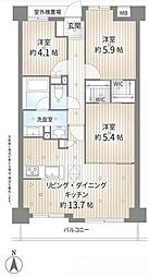 東急ドエル・アルス浦和根岸 3LDKの間取図画像