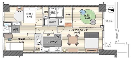 4階部分のバルコニー南向き、フルリフォーム済の日当り良い3LDK。全居室5帖以上を確保したゆとりの室内です。