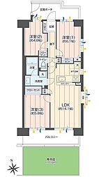 東急ドエルアルス戸田 3LDKの間取図画像