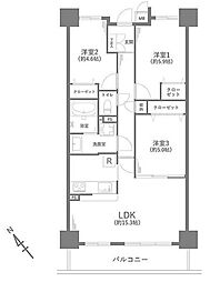 リーベスト和光2 3LDKの間取図画像
