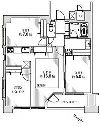 リヴェール西川口 3LDKの間取図画像
