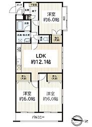 ブリリアンス南浦和 3LDKの間取図画像