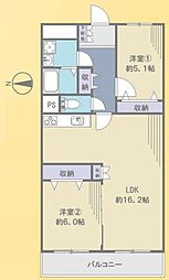 ハイラーク浦和 2LDKの間取図画像