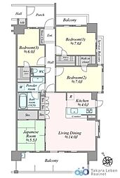 レーベンハイム朝霞台グランジール 4LDKの間取図画像