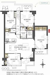 朝日プラザ川口前川 4LDKの間取図画像