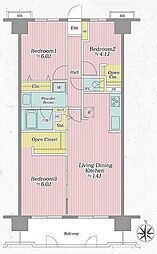 ガーデンコート大宮本郷 3LDKの間取図画像